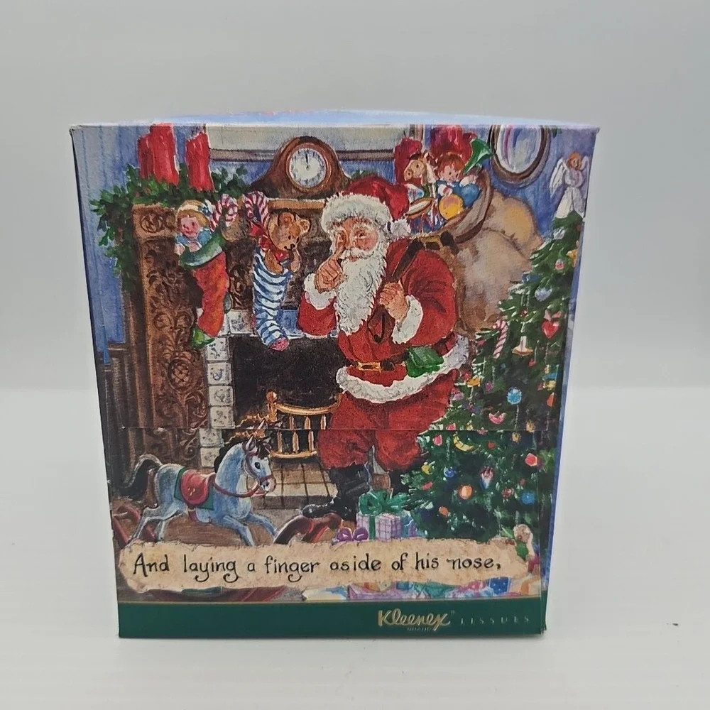 1992 Vintage Christmas Santa Claus Kleenex Box Empty Holiday Decor USA Made